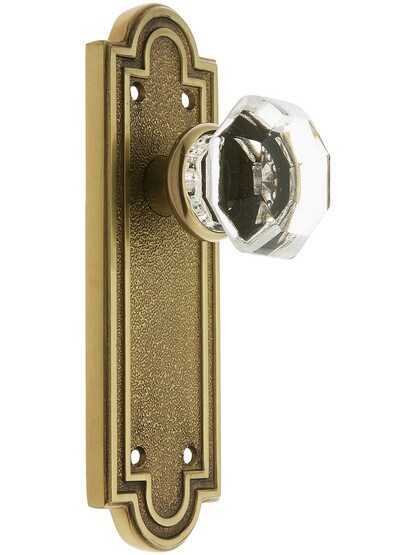 Belmont Plate Set With Old Town Crystal Door Knobs Antique Brass.